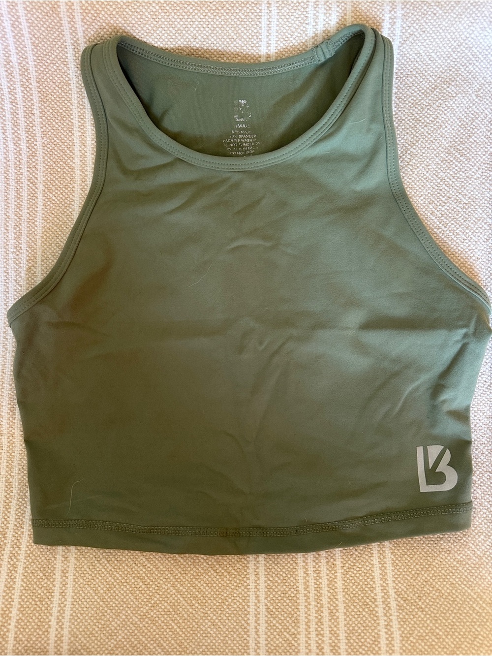 BuffBunny Olive Green High-Neck Cropped Tank Top